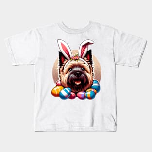 Cairn Terrier with Bunny Ears Celebrates Easter Fun Kids T-Shirt